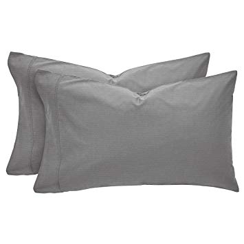 Rivet Soft 100% Percale Cotton Pillowcase Set, Easy Care, King, Pewter
