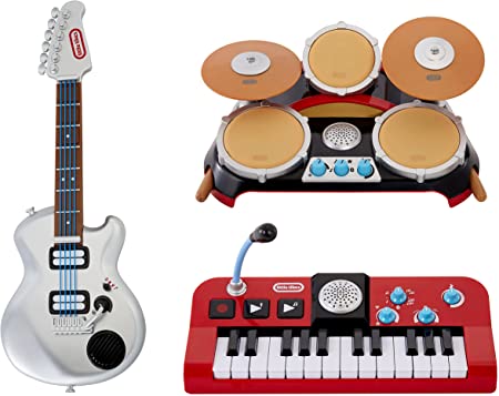 My Real Jam First Concert Set with Electric Guitar, Drum and Keyboard, 4 Play Modes, and Bluetooth Connectivity - for Kids Ages 3