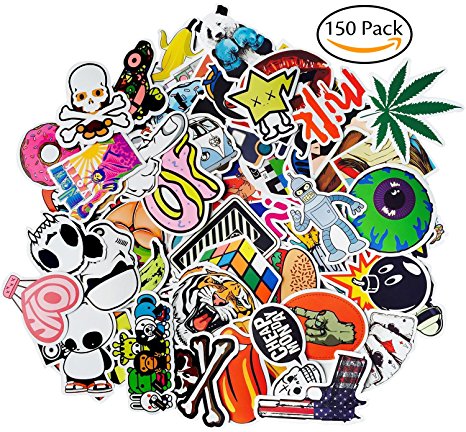 CandyHome 150 Pcs Vinyl Graffiti Stickers Decal for Laptop, Car, Motorcycle, Bicycle, Skateboard, Luggage, Bumper Stickers - Random Sticker Pack