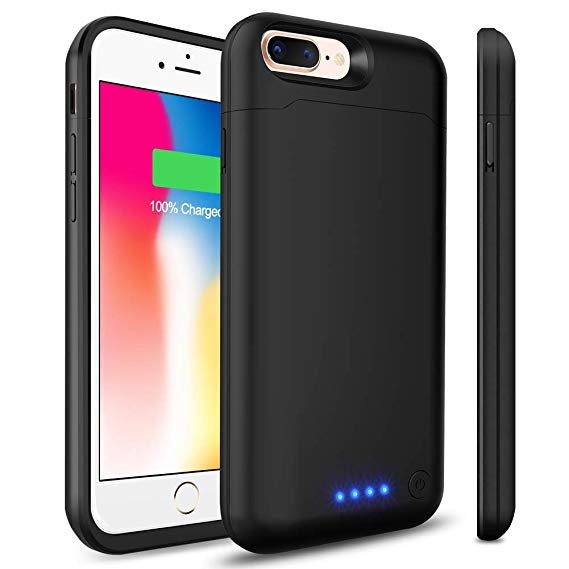 Battery Case for iPhone 7 Plus 8 Plus, Boanv 8500mAh Rechargeable External Battery Portable Charging Case for iPhone 8 Puls / 7 Plus (5.5inch) Extended Protective Charger Case Extra 200% Battery-Black