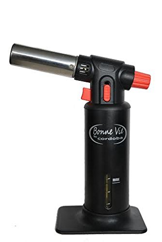 Professional Culinary Torch - Kitchen Torch - Creme Brulee Torch - Butane Torch - Cooking torch - Food Torch - Cooking Blow Torch by Bonne Vie (Black)