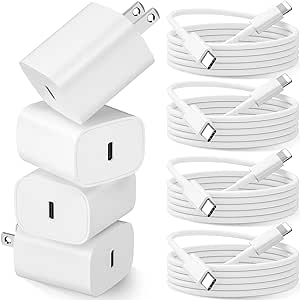 4-Pack for iPhone Charger Fast Charging [MFi Certified] 20W PD USB C Wall Charger with 6FT Fast Charging Cable for iPhone Fast Charger Block for iPhone 14 13 12/14 13 Pro/12 Pro/11/Xs/XR/SE/iPad