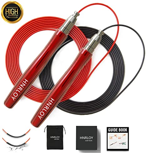 HNRLOY Speed Jump Rope for Workout - Rapid Skipping Ropes for Adults Adjustable Self-Locking Steel Jumping Rope for Family Fitness,Women Men and Kids Boxing and Aerobic Exercises