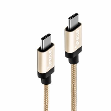 USB-C Cable, iSpecle™ USB 2.0 Type-C to Type-C Data Cable for Nexus 6P, Nexus 5X, Oneplus 2, Lumia 950, Lumia 950XL, ChromeBook Google Pixel C, Apple New Macbook, Nokia N1 Tablet, LG G5 and More (Gold)