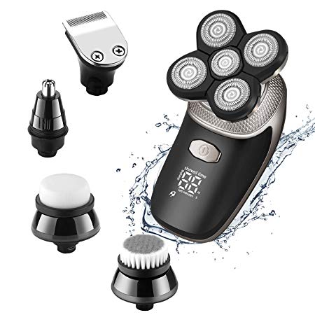Electric Razor For Men Bald Men Shaver Beard Trimmer 5 In 1 Grooming Kit Rotary Shaver Waterproof Electric Shaver Razor LED Display Rechargeable