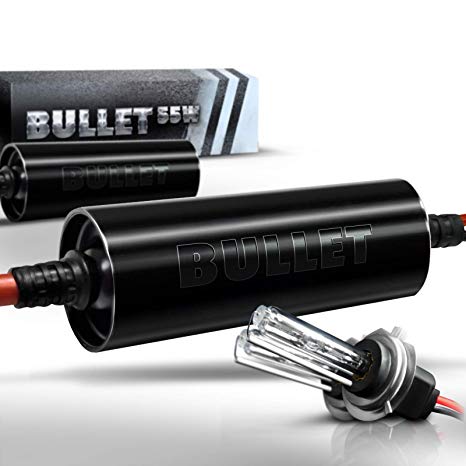 OPT7 Bullet Choice H7 55W Light Bulb with Digital Bullet Ballast Lights - 3x Brighter - 4x Longer Life - All Bulb Sizes Kit Colors - [HID 8000K Lightning Xenon White]