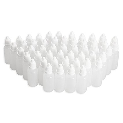 Tenflyer Pack of 50 Plastic LDPE Squeezable Dropper Bottles Eye Liquid Empty New (30ml)