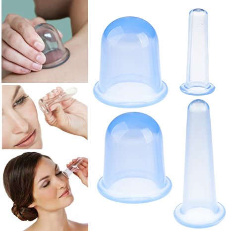 Chinese Medicine Acu Pressure Silicone Cupping Set Kit for Deep Tissue Massage Therapy, Facial and Eyes, Cellulite Removal Cups, Firming and Shaping of Body, Pain and Stress Relief