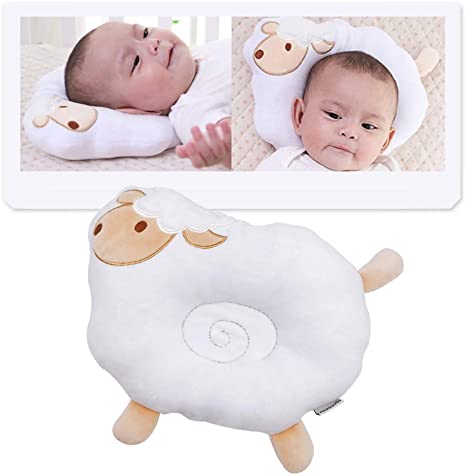 StoHua Baby Pillow for Flat Head Syndrome Prevention, Baby Sleeping Pillow Newborn Baby Organic Cotton Head Shaping Pillow for Infants Soft & Breathable