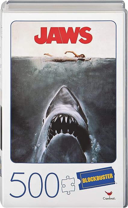 Jaws Movie 500-Piece Puzzle in Plastic Retro Blockbuster VHS Video Case