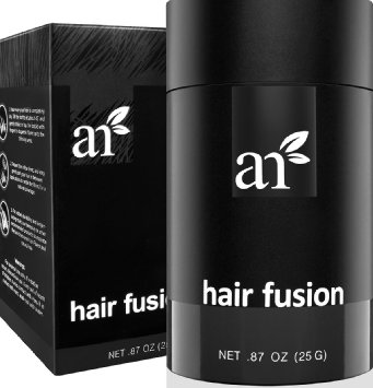 Art Naturals Hair Fusion - Black - Hair Building Fibers 25 Grams to fill Thinning Sparse or Balding Areas - Made of natural colored Keratin Fibers that blend undetectable into existing hair