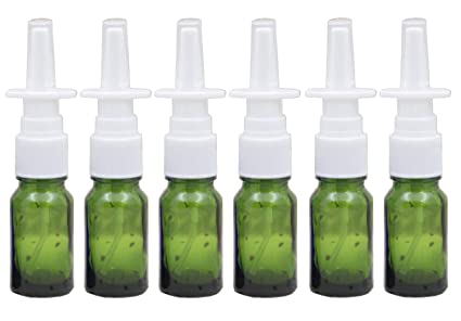 6Pcs 10ml/0.34oz Glass Nasal Spray Bottles - Portable Empty Refillable Fine Mist Sprayers Atomizers Cosmetic Makeup Perfume Storage Container Vials(Green)