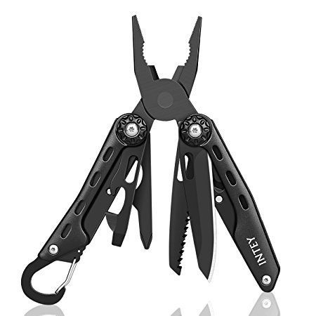 INTEY Multi Plier Stainless Steel 10 in 1 Multitool Knife Foldable Needlenose Pliers With Carry Case