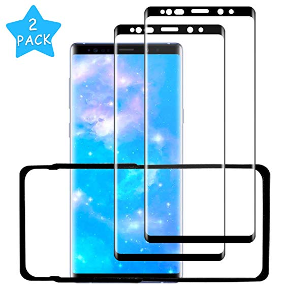 LQLY Note 9 Screen Protector (2 Pack), [Full Screen Coverage] [High Sensitive] [Anti-scratch] [Alignment Frame] Tempered Glass for Samsung Galaxy Note 9