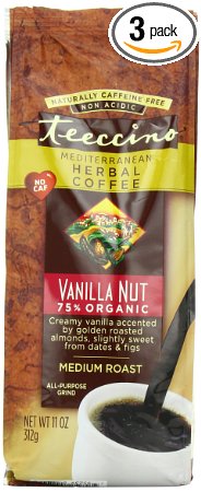 Teeccino Herbal Coffee, Mediterranean Vanilla Nut, Caffeine-Free, 11-Ounce Bags (Pack of 3)