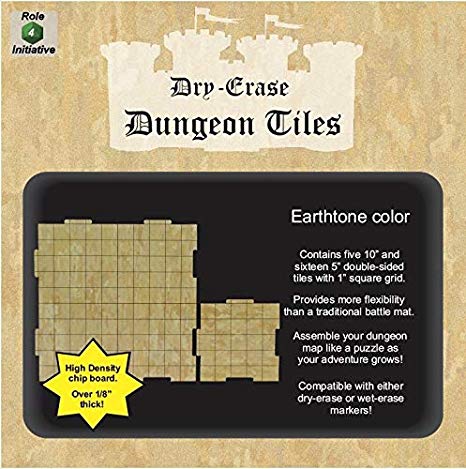 Role 4 Initiative Dry Erase Dungeon Tiles: Earthtone - Combo Pack of Five 10" and Sixteen 5" Squares