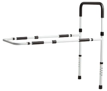 Secure Adjustable Hand Bed Assist Rail with Floor Support for Fall Management  Prevention