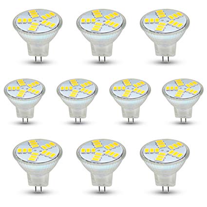 Pack of 10, 20W Equivalent, Bright Cool White, MR11/GU4 LED Light Bulbs,DC 12V,200 Lumen Spotlight,35mm Diameter,Halogen Replacement