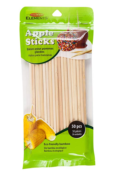 Culinary Elements Bamboo Candy and Caramel Apple Sticks for 50 Individual Servings, 1-pack