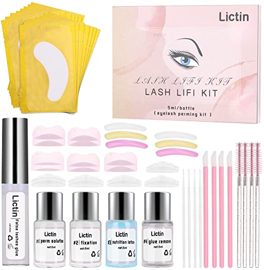 Lictin Eyelash Perm Kit - Eyelash Lifting Kit Professional Eyelash Lifting & Perming Tools for Salon and Home