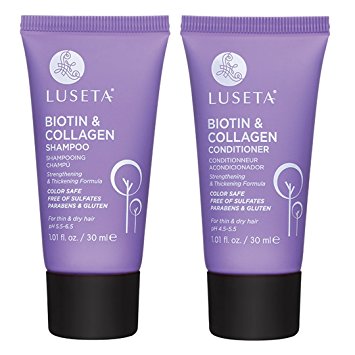Luseta Biotin & Collagen Shampoo & Conditioner Set, for Thickening for Hair Loss & Fast Hair Growth, Travel kit, 2x1.01oz