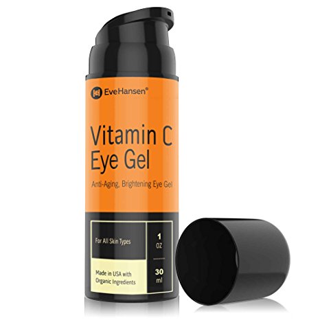 Vitamin C Eye Gel by Eve Hansen. Combat Under Eye Wrinkles Dark Circles, Eye Puffiness And Bags. Pure Vitamin C Eye Brightening and Skin Tightening Serum And Collagen Serum Eye Cream Gel.