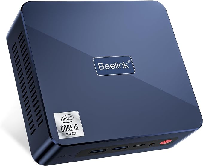 Beelink SEi10 Mini PC, Intel 10th Gen i5-1035G7 (Up to 3.7GHz) 4C/8T, Mini Computer 16GB DDR4 RAM 500GB NVMe SSD, Desktop Computer Triple Display Type-C DP HDMI/4K 60Hz/WiFi6/BT5.2/Extended HDD & SSD