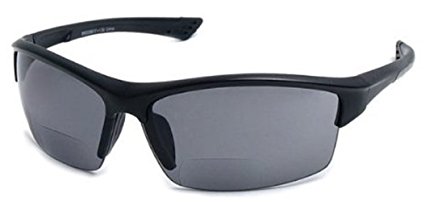 The Foster Bifocal Sun Reader Sport and Wrap Around Reading Sunglasses, Unisex Half Frame Readers for Men and Women in Black  1.50 (Microfiber Pouch Included)