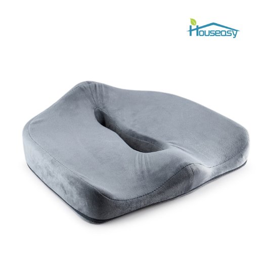 Houseasy  Memory Foam Office Chair & Car Seat Cushion for Back Pain and Sciatica Relief (Gray)