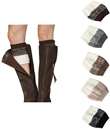 5 Pairs Short Boots Socks for Women Crochet Knitted Leg Warmers Toppers Boot Cuffs Socks