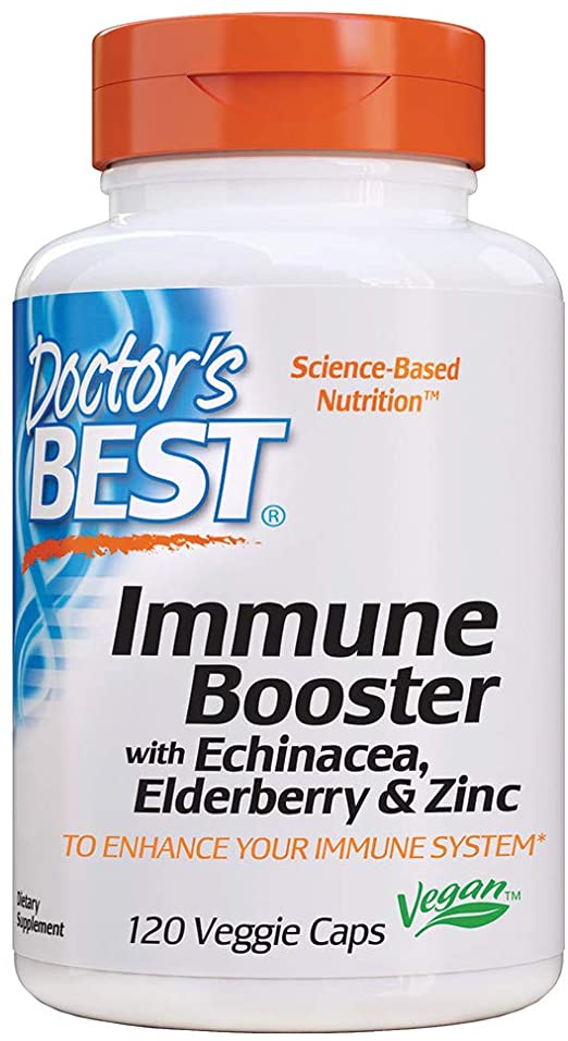 Doctor's Best Immune Booster with Echinacea, Elderberry & Zinc for Immune System Support, 120 Count