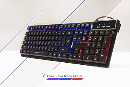 K-RAY K6 3 Colors Backlit LED Mechanical Feeling USB Wired Professional Gaming Keyboard (Black)