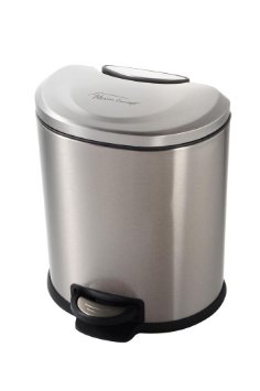 Heim Concept Semi-Round Step Trash Can with Slow Down Close, 1.6-Gallon, Brushed Stainless Steel