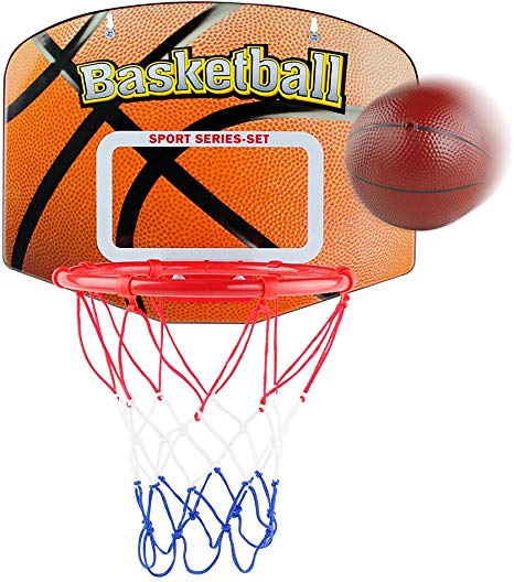 Basketball Backboard (15.7”x12.4”) Mini Basketball Hoop Indoor Rim Combo with Ball Pump Set for Toddler Kids Child Youth Boys Girls Adult Party Family Sport Game