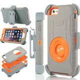 iPhone 6 Plus Case 55 inch ULAK Case for Apple iPhone 6 Plus 55 inch Belt Clip Holster Heavy Duty Rugged Hybrid Shockproof Combo Kickstand Cover GrayOrange