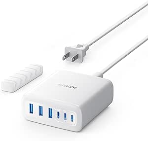 Anker USB-C Charger, 1 1 2W Max 6-Port Charging Station, for iPhone 15/14/13/12 Series, MacBook Air, Pixel, Galaxy, iPad and More (Cable Not Included)-White