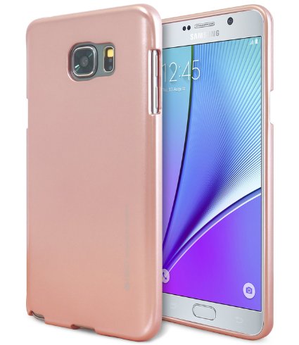 Galaxy Note 5 Case Ultra Slim Fit Goospery i-Jelly Case Metallic Finish Premium TPU Case Cover Anti-Yellowing  Discoloring Finish for Samsung Galaxy Note 5 - Metallic Rose Gold