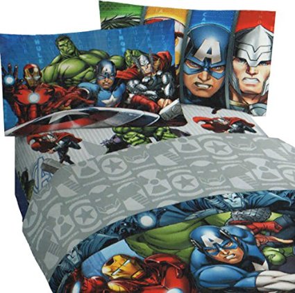 4pc Marvel Avengers Full Bed Sheet Set Superhero Halo Bedding Accessories