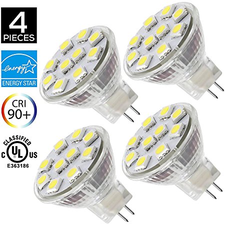 MR11 GU4.0 LED Bulbs, 12V AC/DC Flood Light Bulb, GU4 Base, 2W (20W Equivalent), 4000K (Daylight White) SANSUN LED Spot Light Bulb (Pack of 4)