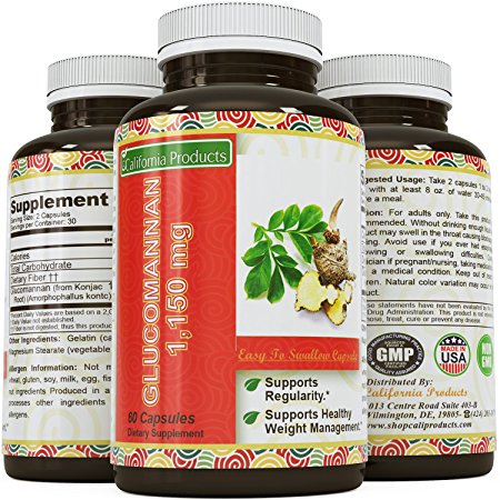 Pure Glucomannan Konjac Root Weight Loss Pills - Better Than Psyllium Husk In Helping To Regulate Cholesterol - Helps with Blood Pressure - Weight Loss Pills For Women & Men To Help Burn Belly Fat