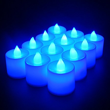 ELlight 24 PCS (2 Dozen Pack) Battery Operated Candles Flameless LED Tealight Candles Votive Style Romantic Date, Blue Light