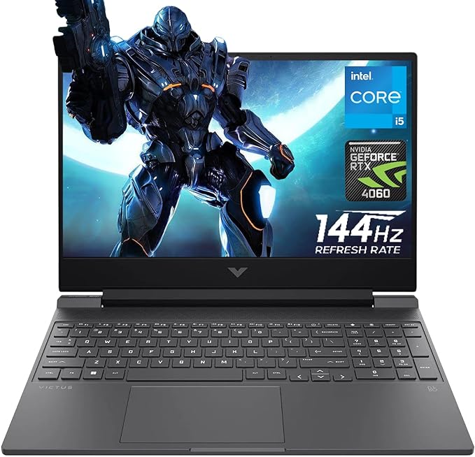 HP Victus Gaming Laptop, 15.6" FHD 144Hz Screen, 12th Gen Intel Core i5-12500H, NVIDIA GeForce RTX 4060, 16GB RAM, 1TB PCIe SSD, Webcam, Backlit KB, SD Card Reader, Wi-Fi 6, Windows 11 Home