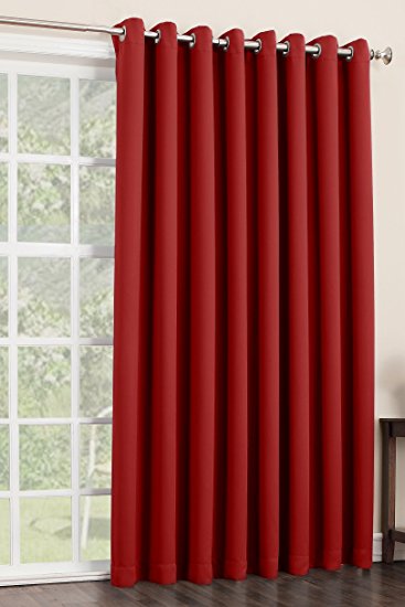 Sun Zero Easton Blackout Patio Door Curtain Panel, 100" x 84", Red