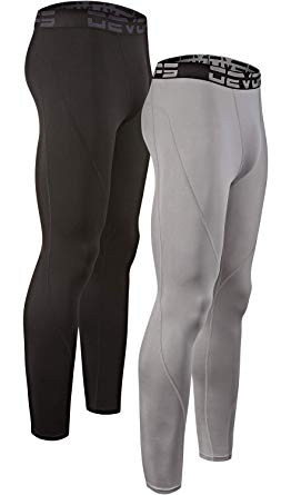 DEVOPS Men's 2 Pack Thermal Heat-Chain Compression Baselayer Long Johns Pants