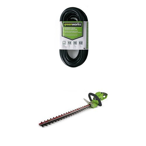 GreenWorks HT04B00 4 AMP 22-Inch Corded Hedge Trimmer and 50' Indoor/Outdoor Extension Cord