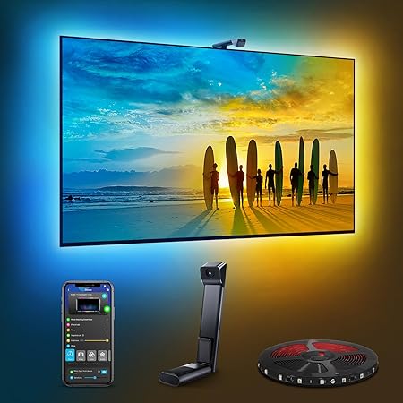 Govee TV Backlight 3 Lite with Fish-Eye Correction Function Sync to 75-85 Inch TVs, 16.4ft RGBICW Wi-Fi TV LED Backlight Strip with Camera, Voice and APP Control, Adapter