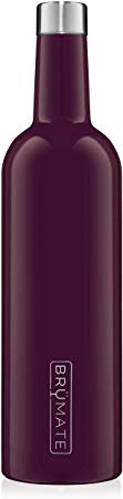 BrüMate Winesulator 25 Oz Triple-Walled Insulated Wine Canteen Made Of Stainless Steel, 24-hour Temperature Retention, Shatterproof, Comes With Matching Silicone Funnel (Plum)