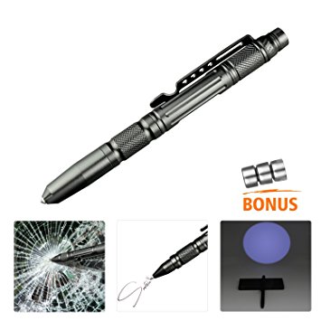 Tactical Pen with Light EZYKOO Self Defense Pen Survival Pen Tungsten Steel Multifunctional Pen for Writing, Lighting, Glass Breaking, Self defense
