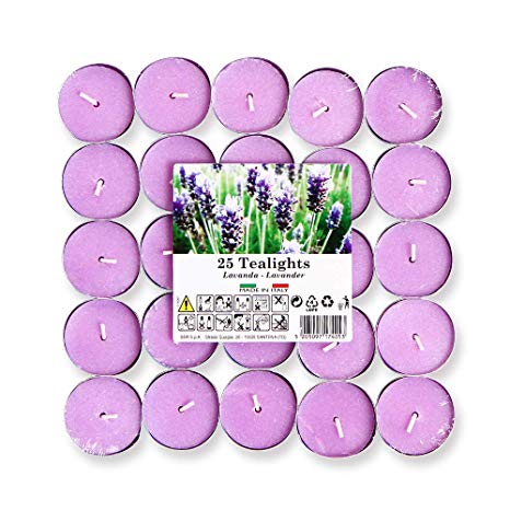 Cocod'or Scented Tealight Candles 25 Pack, Garden Lavender, 5-8 Hour Extended Burn Time, Made in Italy