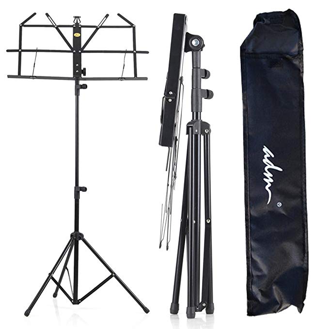 ADM Folding Music Stand with Carrying Bag - Black